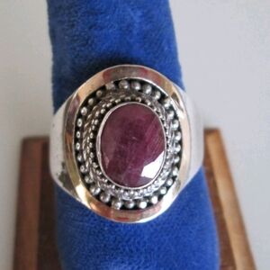 BA (Bali) Ruby Sterling Silver and 18k Gold Ring